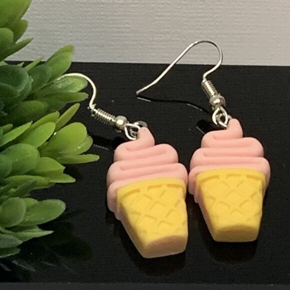 Ice Cream Cone Earring, Ice Cream Earring, Funny Food Earring, Gift Idea, Cone - Picture 4 of 7